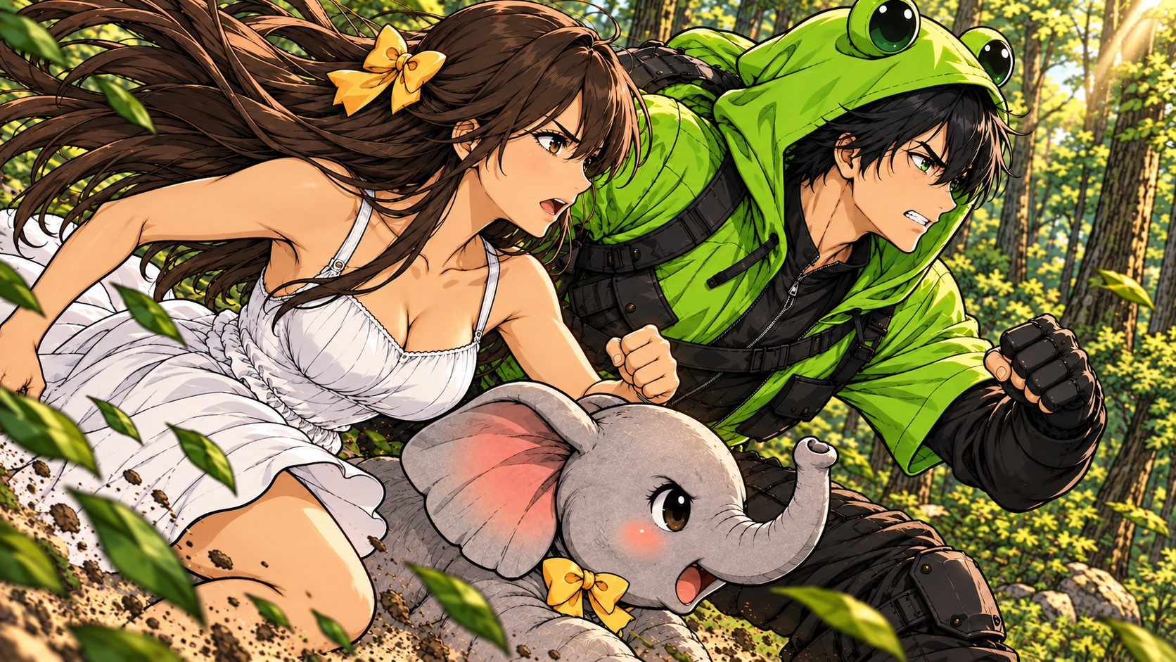 Forest Escape — Shadow, Companion & Elephant — Custom Art example